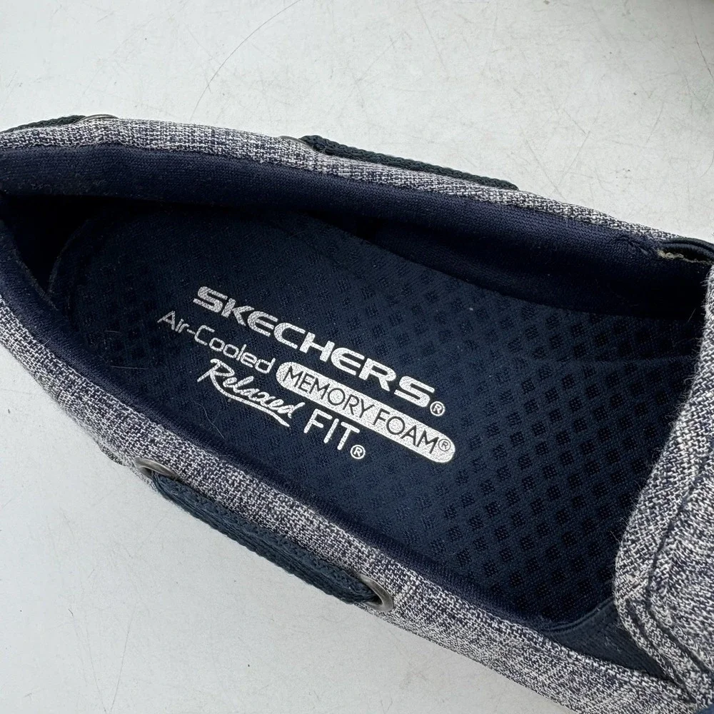 Skechers Boat Shoes Womens Size 6 Reggae Fest Goodnight Navy Blue Gray Slip‎ On